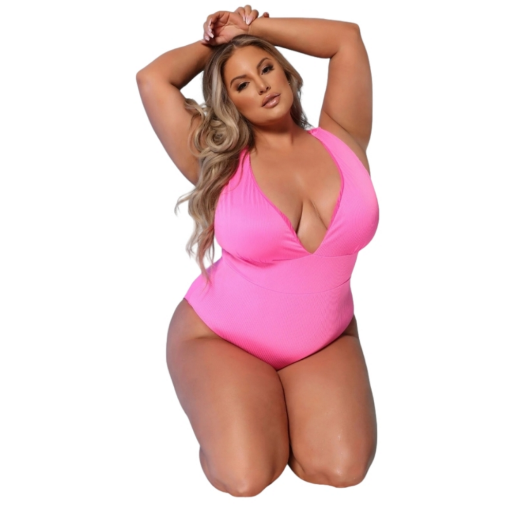 Hot Pink One Piece Swimsuit Sz 1x